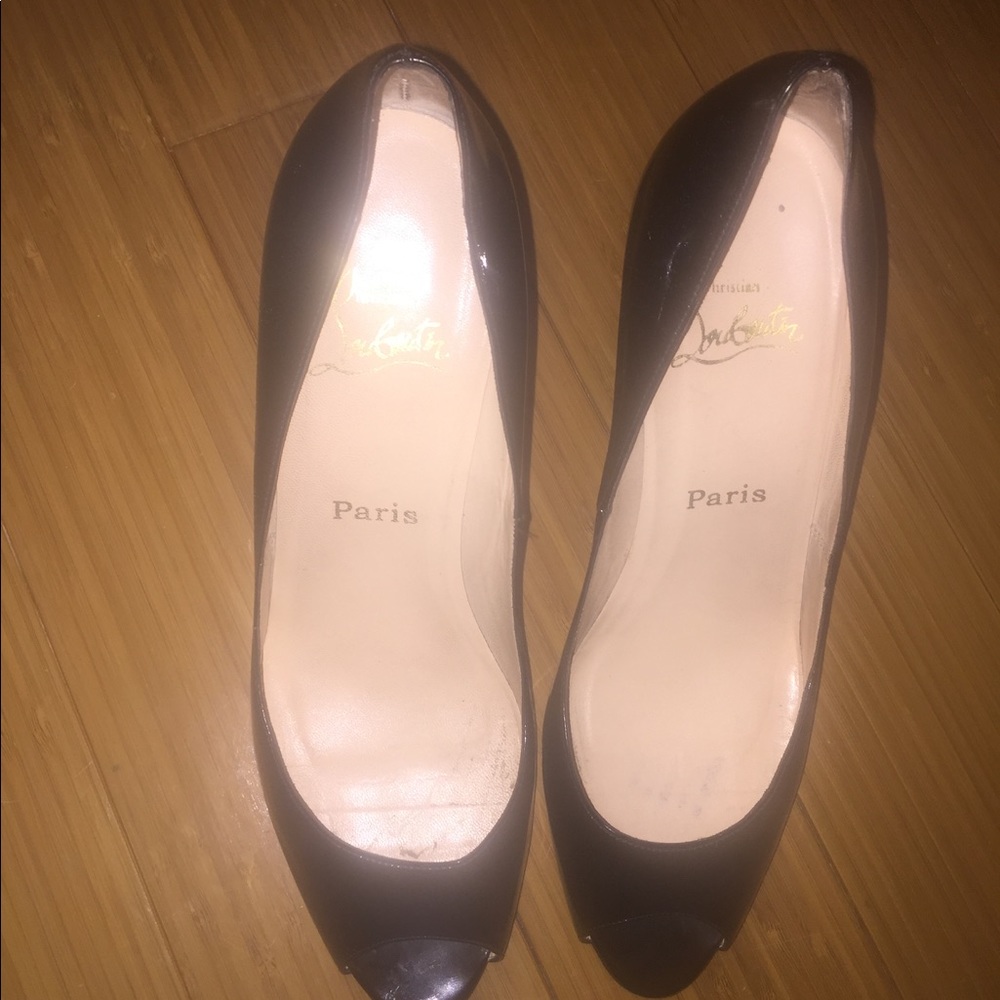 Christian louboutin black patient peep toe